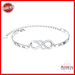 Sterling Silver Infinity Bangle Bracelet Adjustable Inspirational Message